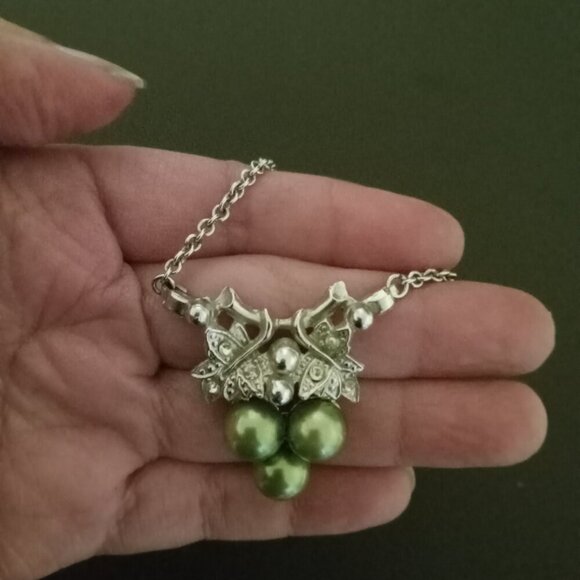 VINTAGE- Necklace (green and silver) - Picture 3 of 5